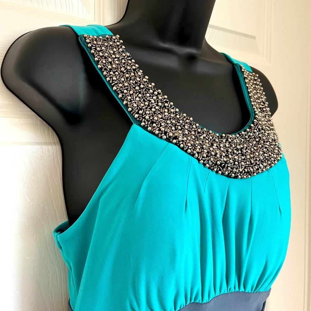 Grey and teal party dress